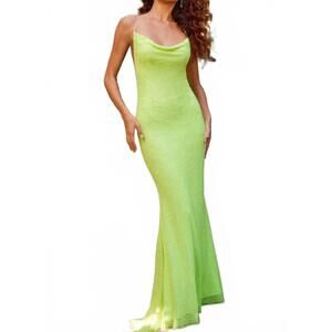 NEW JOVANI cowl gown in lime